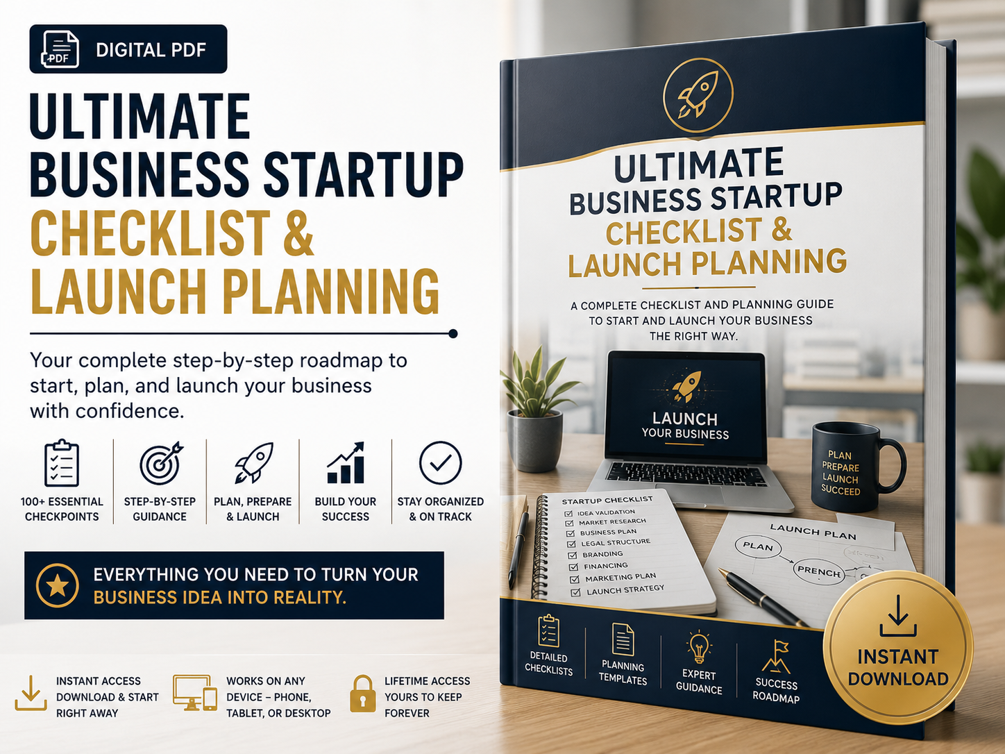 Ultimate Business Startup Checklist & Launch Planning Workbook (Digital PDF)